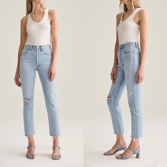 Agolde Denim - Rare AGOLDE Riley High Rise Straight Crop in Shatter Sz 23